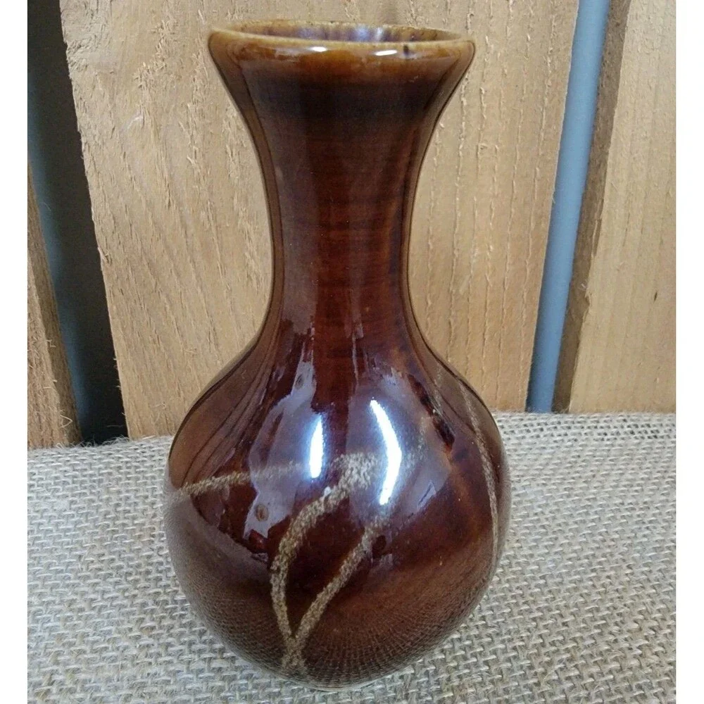 Vintage Small Brown Vase Glaze 5